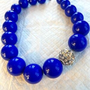 Chocker Style Large Cobalt Round Beaded Necklace